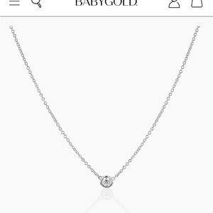 BabyGold 14K white gold .12c diamond bezel  Pendant Necklace